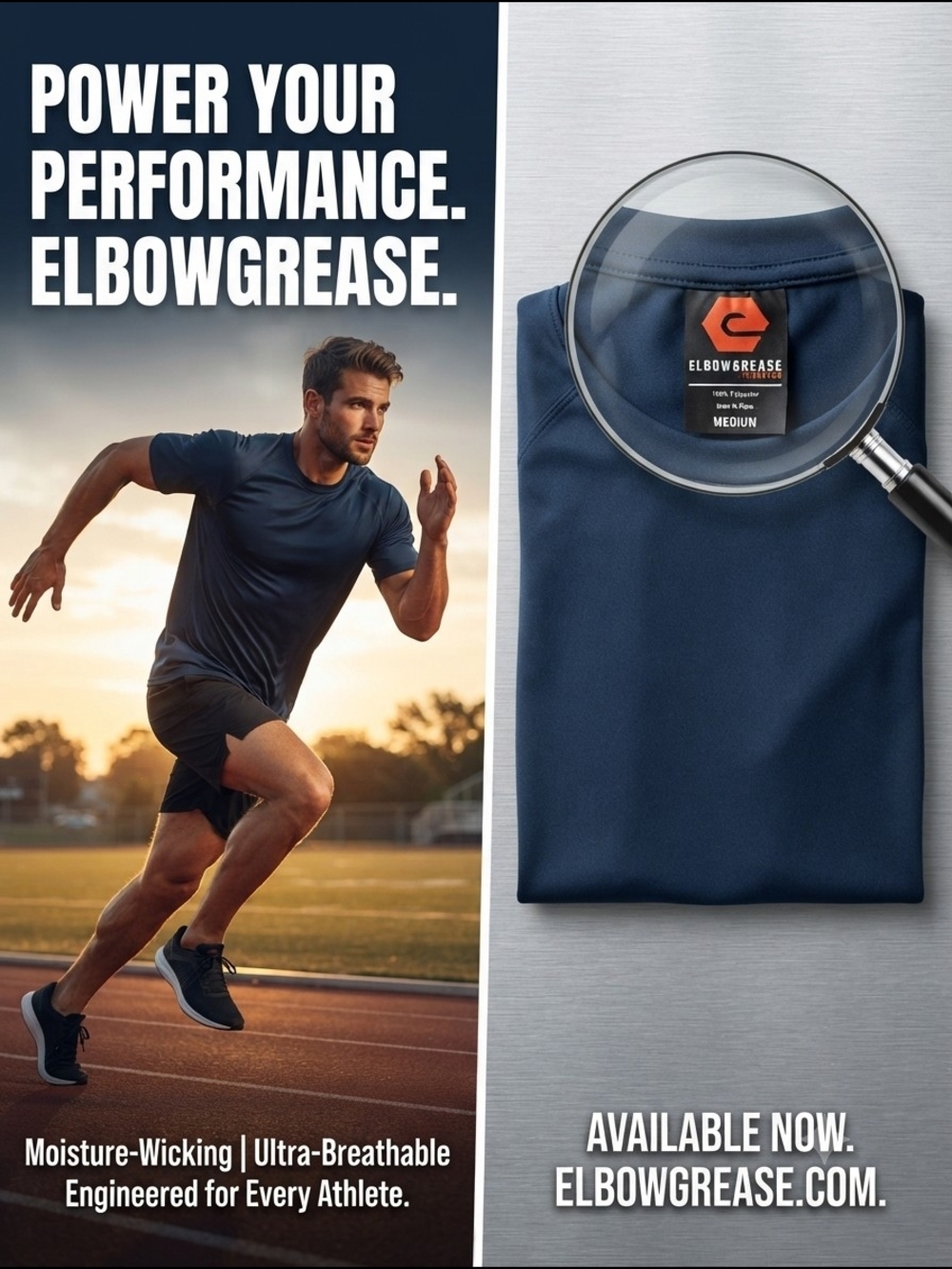 Elbowgrease Athletics Performance Navy Blue Active Wear T-Shirt Men's Medium